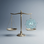 ChatGPT w kancelarii prawnej - grafika przedstawiająca połączenie tradycyjnej praktyki prawniczej z nowoczesnymi narzędziami sztucznej inteligencji