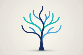 Minimalistyczna grafika przedstawiająca rozgałęziające się drzewo o głębokim granatowym pniu i kilku prostych gałęziach w odcieniach teal i błękitu, na jasnym, neutralnym tle; kompozycja nowoczesna, przejrzysta i uporządkowana, bez tekstu i postaci, symbolizująca porządek i rozgałęzianie wątków w pracy prawnika korzystającego z technologii AI.